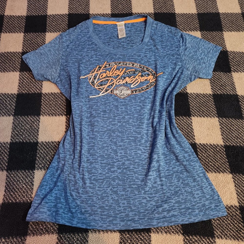Y2k mcbling style Harley Davidson shirt